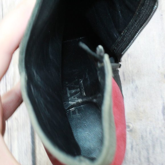 Prevata Colorblock Suede Side Zip Ankle Heeled Italian Booties 7.5 B - Picture 10 of 11